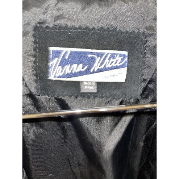 Vanna White Women’s Black/Purple Suede Leather Fringe Blazer Jacket - Size 14 - Picture 4 of 14